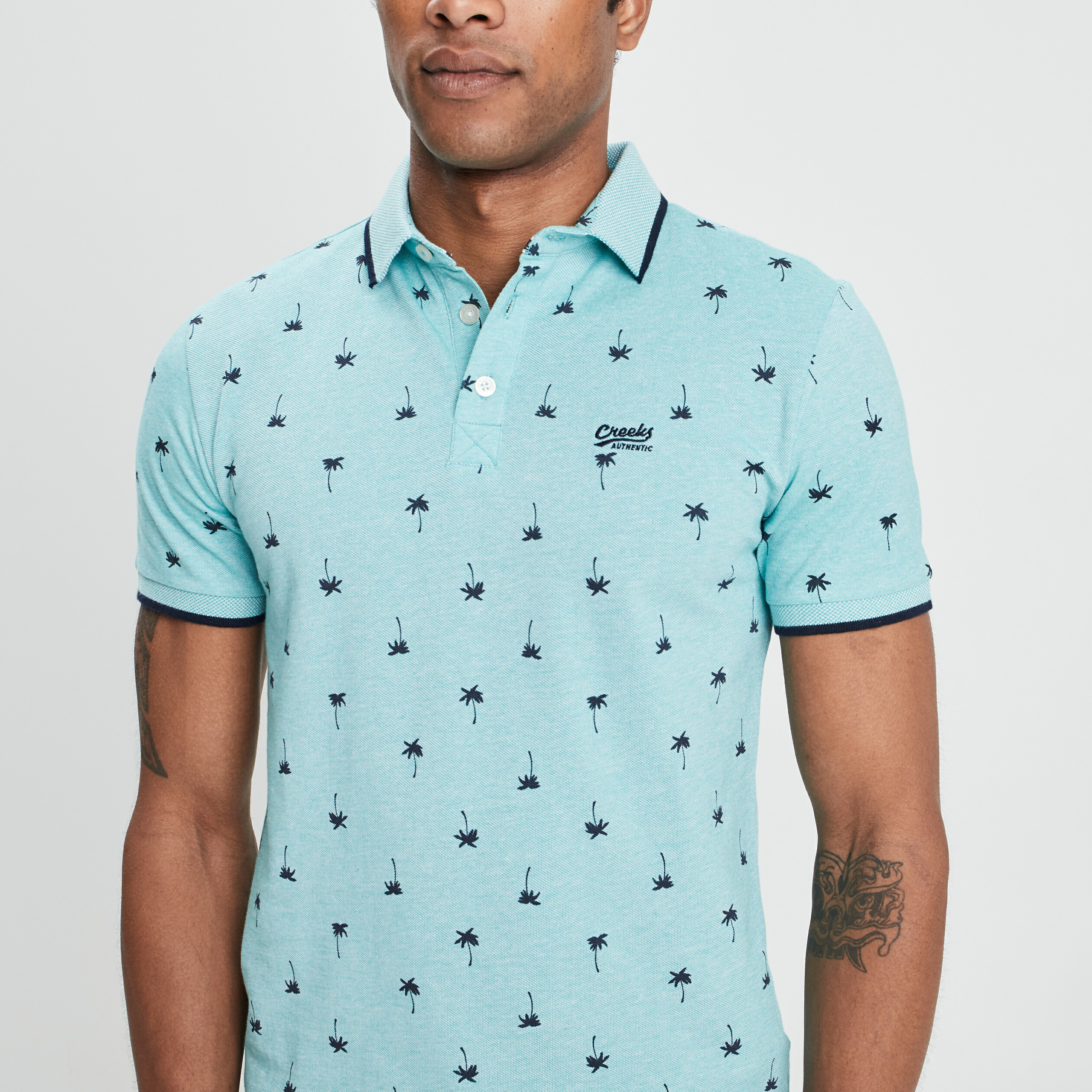 Polo manches courtes Creeks vert turquoise homme | La Halle