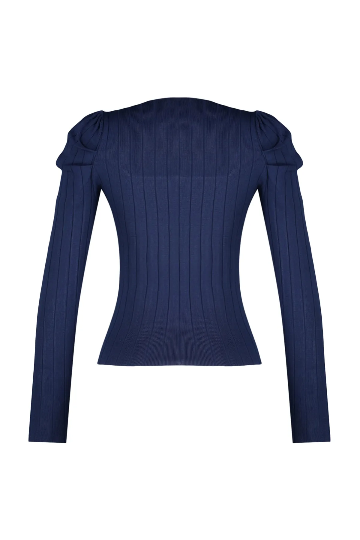 Trendyol Collection  Marineblauer Strickpullover mit gerafftem quadratischem Kragen TWOAW21KZ0649