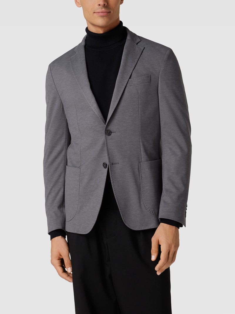 Slim Fit 2-Knopfsakko mit Anstecknadel Modell 'Seba' in silber meliert