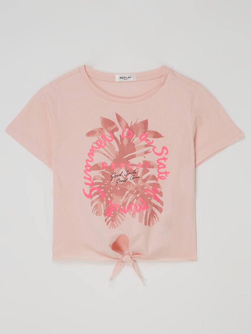 Cropped T-Shirt aus Baumwolle in rosa