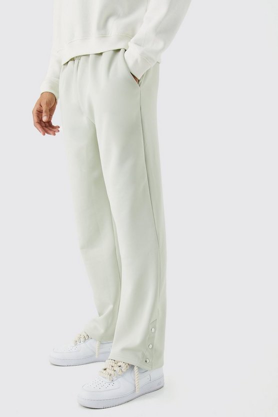 Scuba-Jogginghose mit geradem Bein und Druckknöpfen