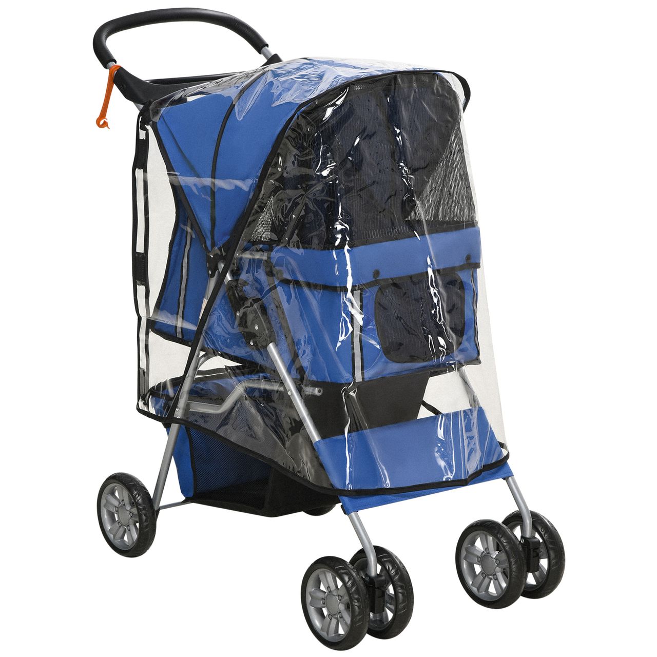 PawHut Hundetrolley, faltbarer Hundebuggy, Hundewagen mit Regenverdeck, Blau