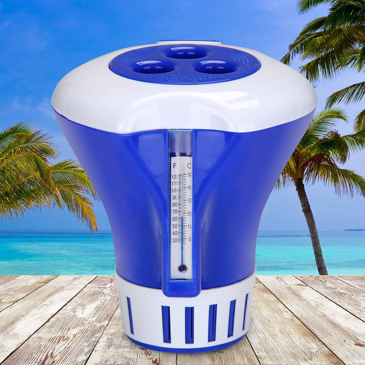 Casaria monzana® Chlordosierer Ø 17cm blau-weiß