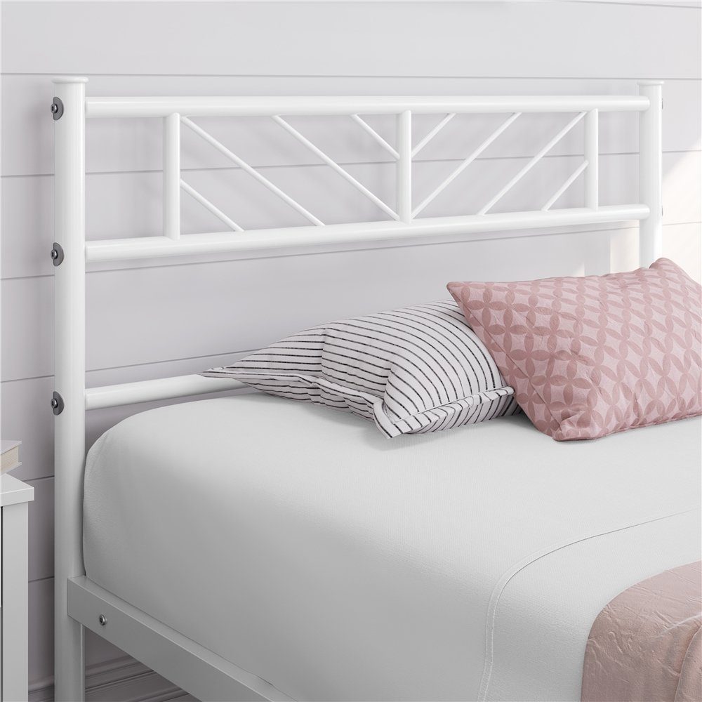 Yaheetech Metallbett, Minimalistischer Bettrahmen mit Kopfteil Gästebett mit Lattenrost