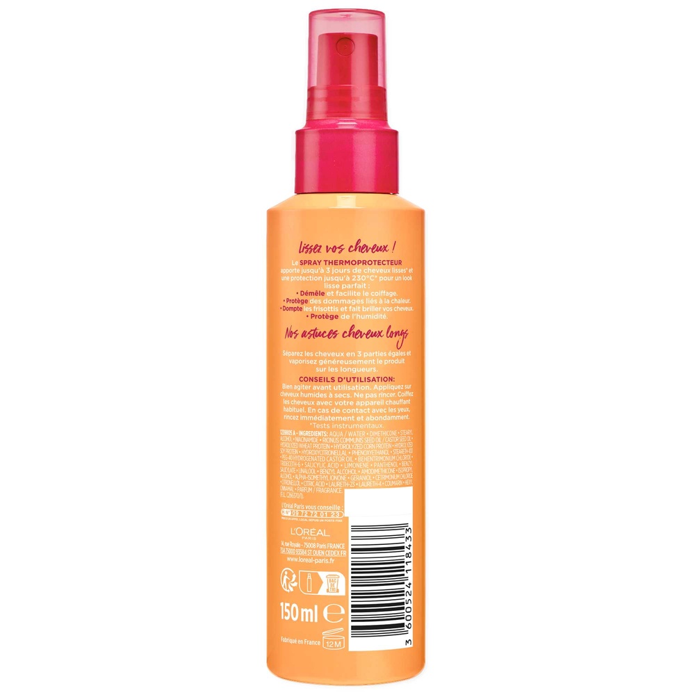 L'Oréal Paris Spray Thermoprotecteur pour Cheveux Longs Spray démêlant