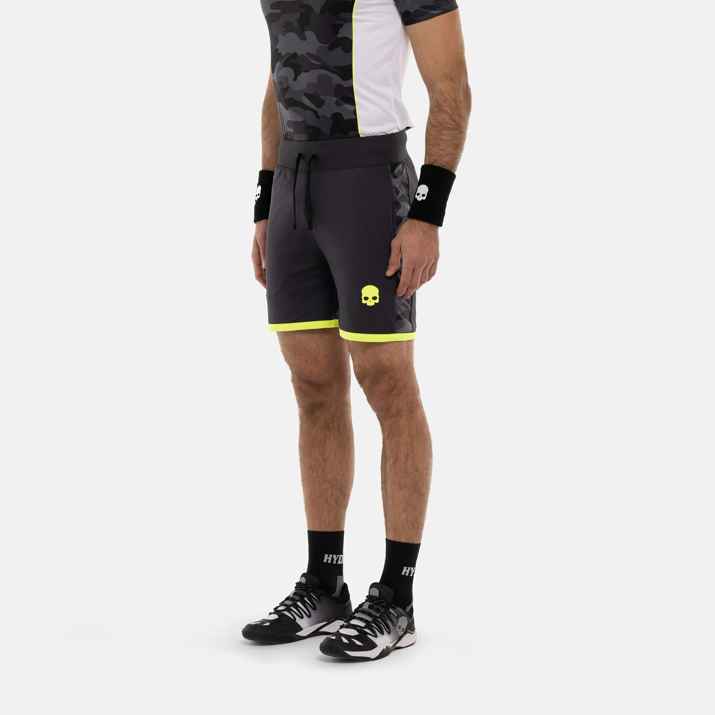 Camo Tech Shorts Herren - Dunkelgrau, Gelb