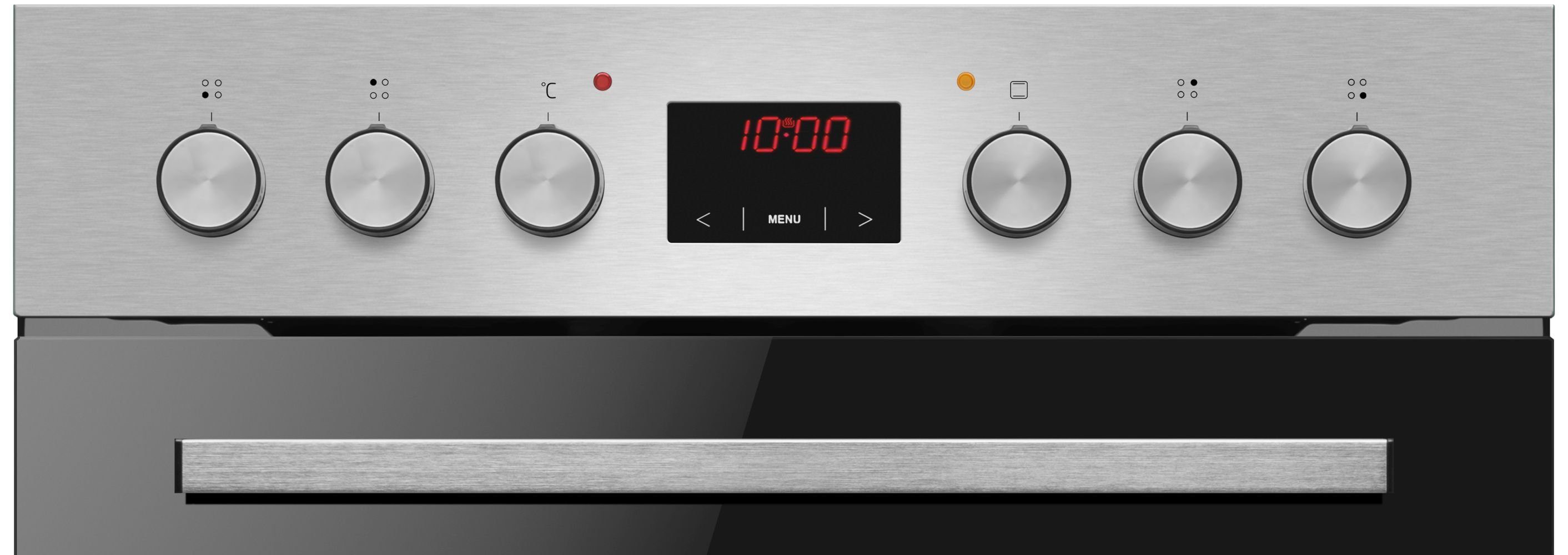 Amica Elektro-Herd-Set exclusives Design Einbauherd Set Glaskeramik Kochfeld Backofen Umluft Timer Bräterzone, mit 1-fach-Teleskopauszug, Steam Clean Reinigung