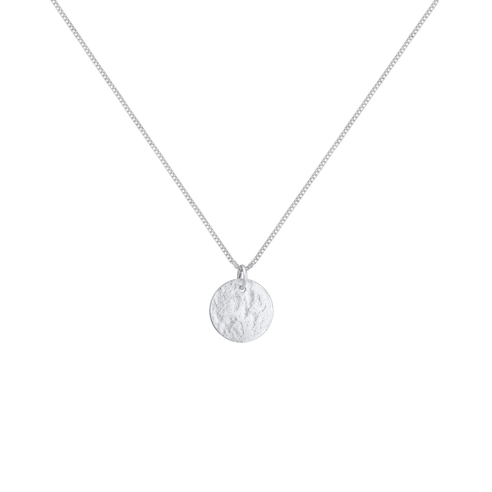 Elli Elli Collier Femmes Pendentif Plaquette Martelé en Argent Sterling 925 Bijoux