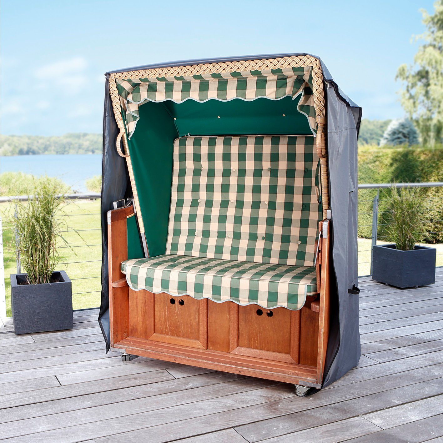 Hoberg Gartenmöbel-Schutzhülle L/XL, Strandkorb Schutzhülle 140x100x16 cm grau