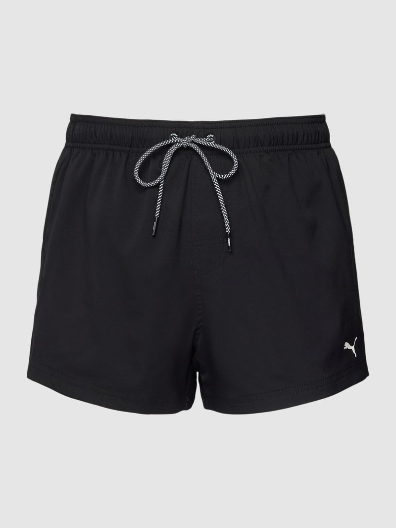 Badehose mit elastischem Bund und Logo-Detail in schwarz