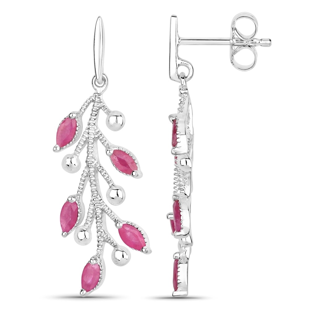 Rafaela Donata Boucles doreilles Floral Argent sterling Rubis en Argent Bijoux