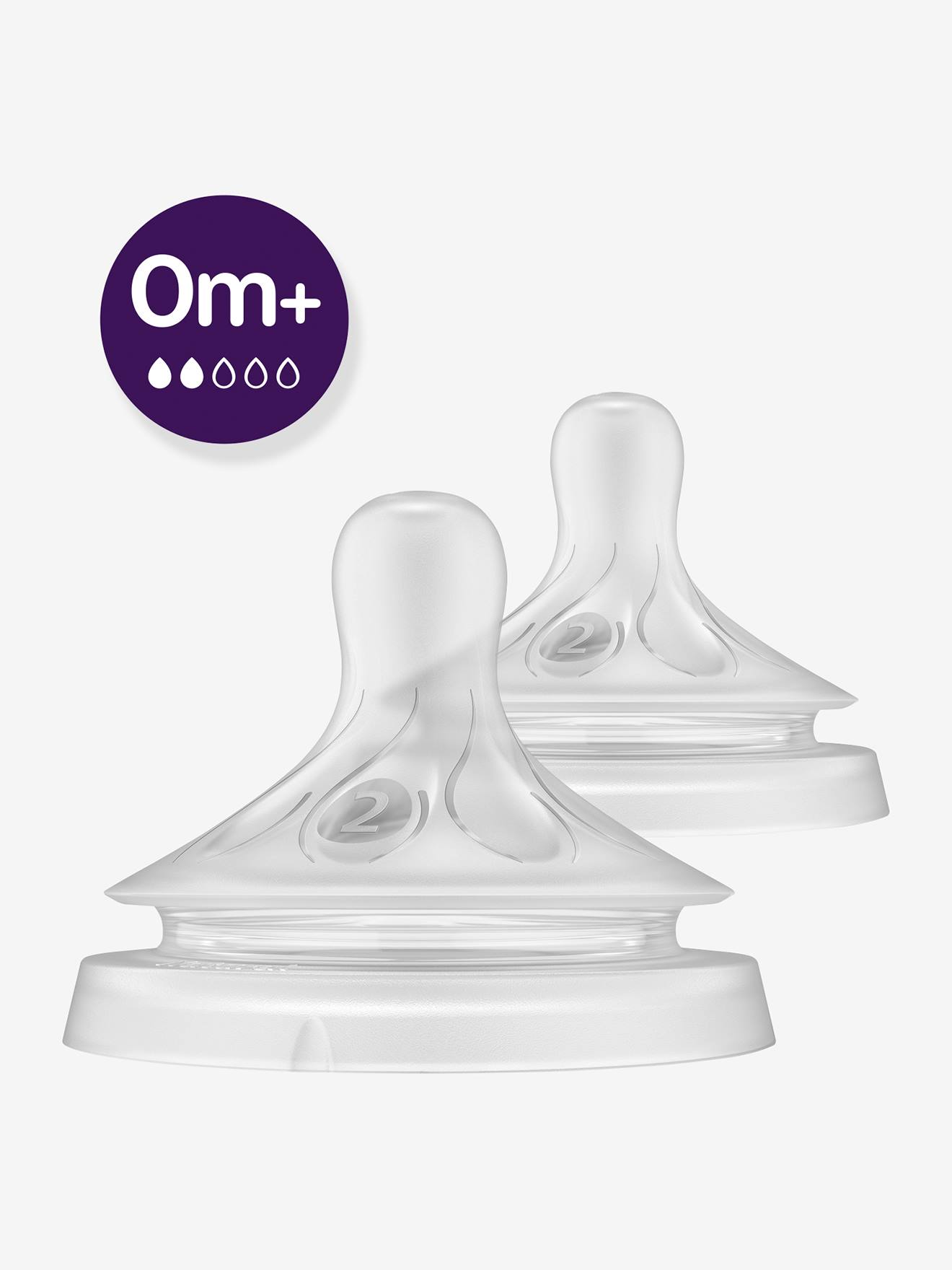 Lot de 2 tétines Philips AVENT Natural Response, 5 débits au choix transparent