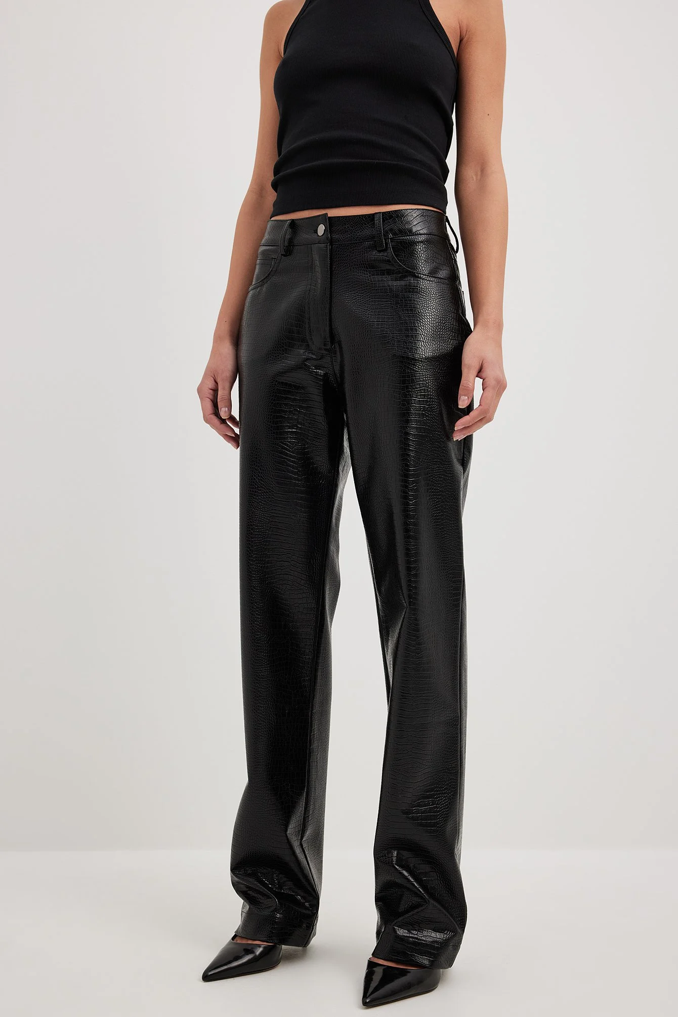 Gerade PU-Hose mit Reptilienmuster