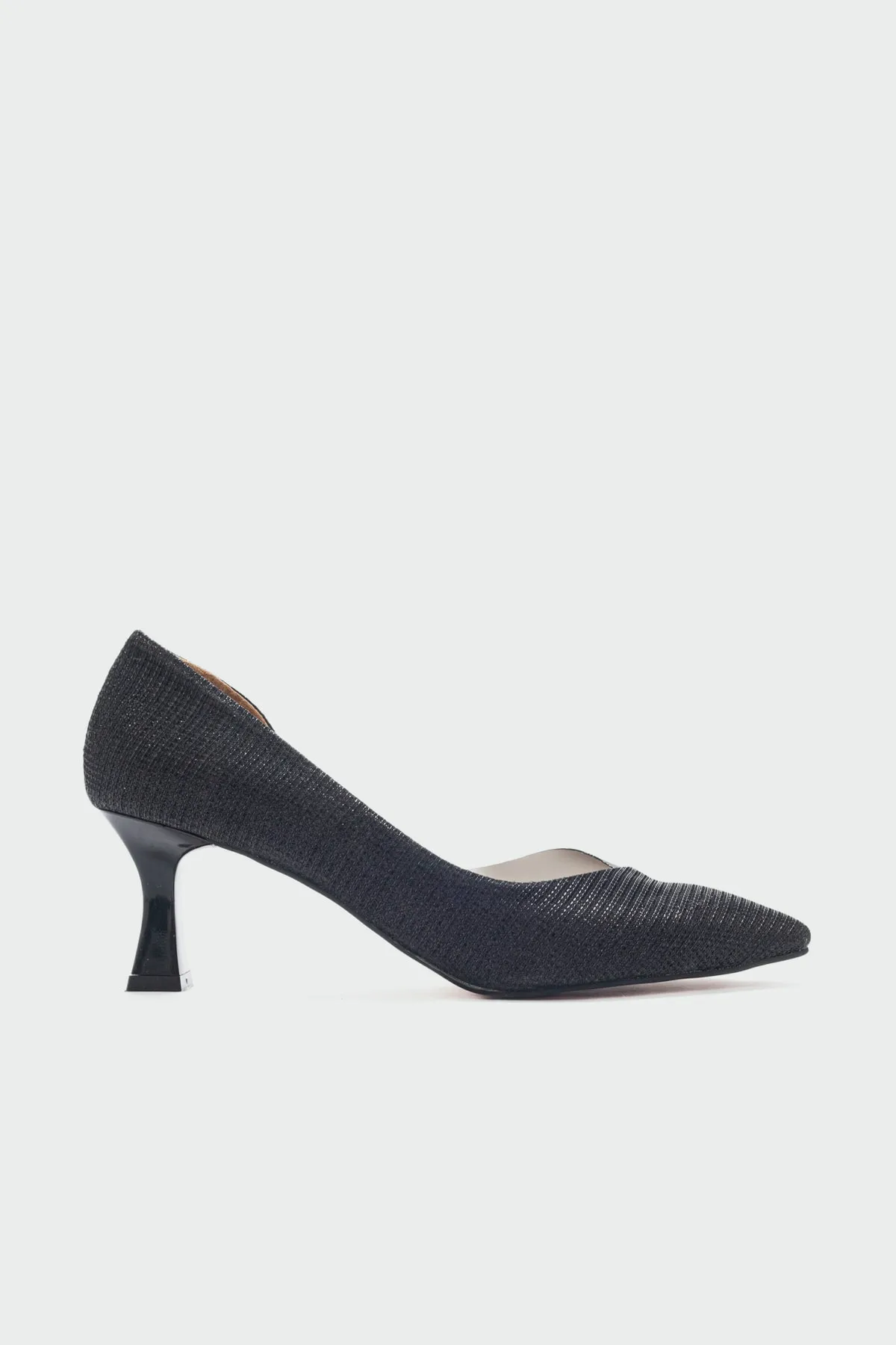 LuviShoes  353 Damenschuhe mit schwarzem, silbernem Absatz