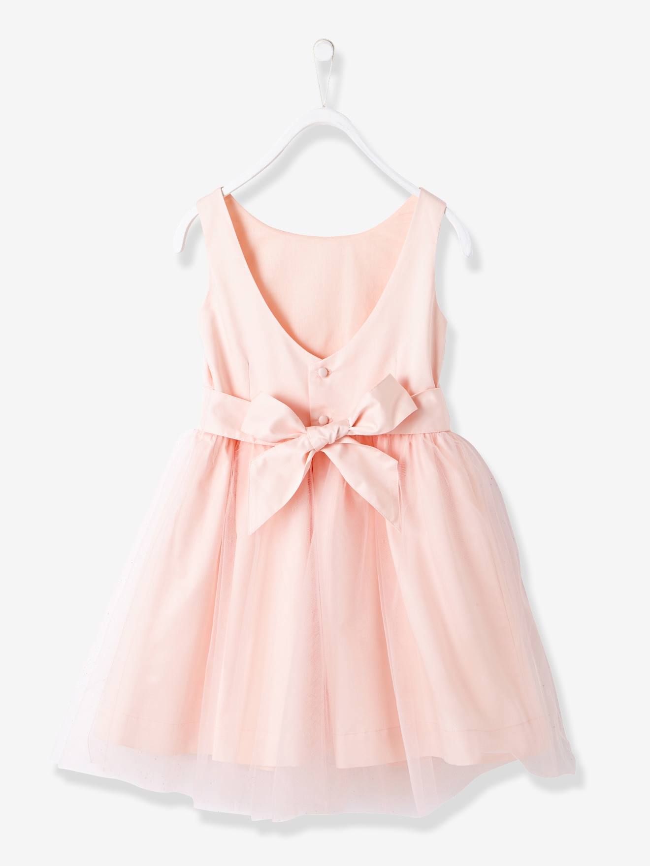 Vertbaudet Festliches Mädchenkleid, Satin und Tüll - hellblau