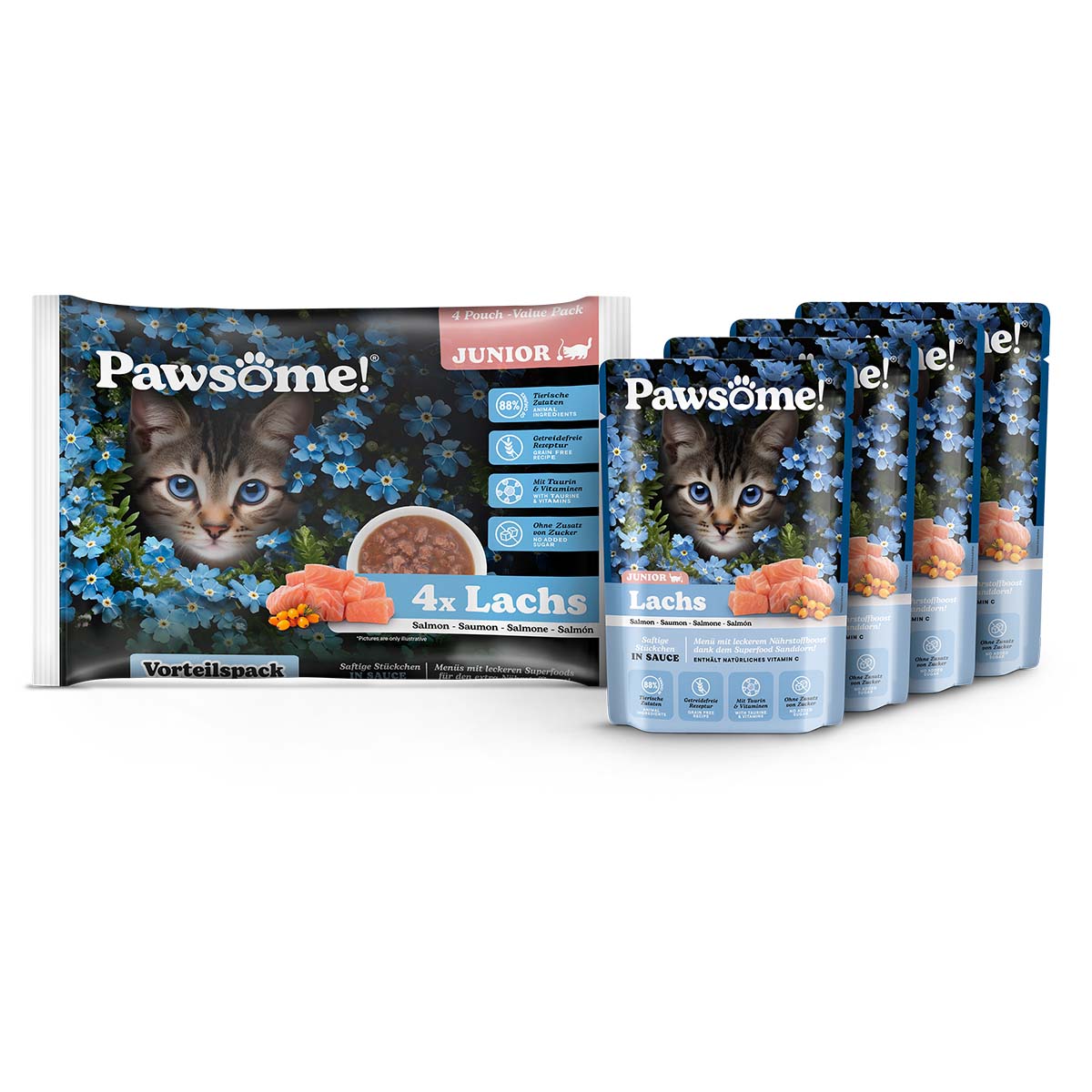 Pawsome Kitten Lachs Flowpack 4x85g günstig kaufen bei ZooRoyal