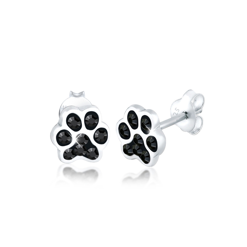 Elli Elli Boucles d'Oreilles Femmes Clous d'oreilles Patte Chien Chat avec Cristaux en Boucles d'oreilles