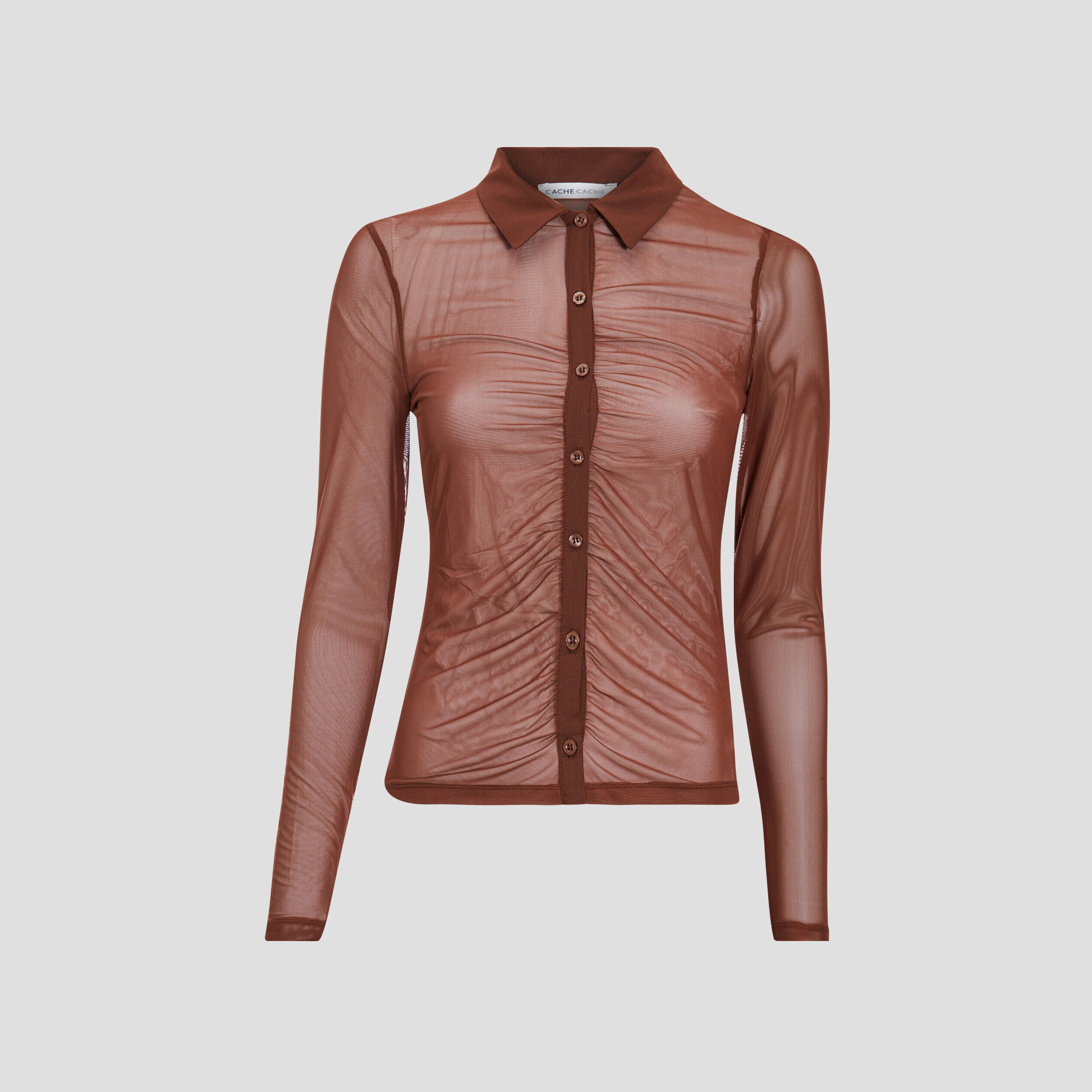 Chemise manches longues marron femme | Cache Cache