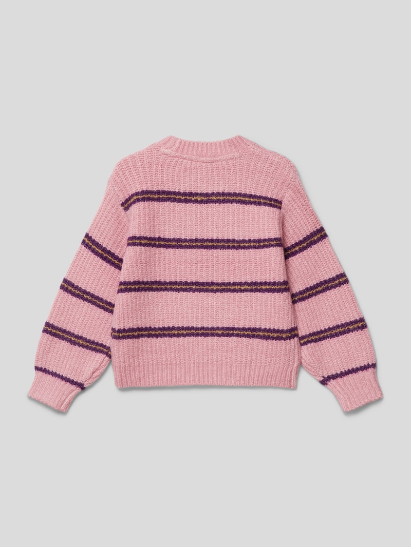 Strickpullover mit Streifenmuster in hellrosa