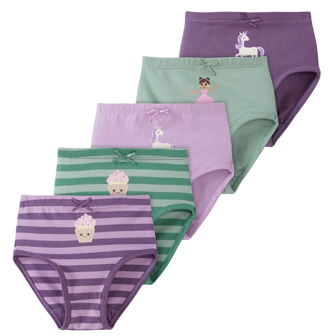 5 Baby Slips in verschiedenen Dessins