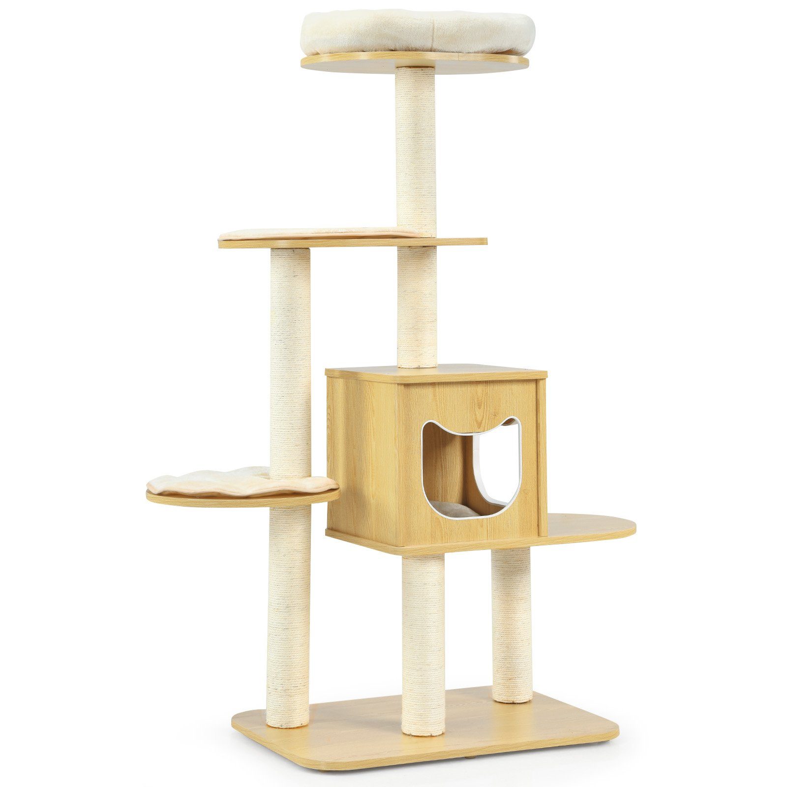 COSTWAY Kratzbaum Katzenbaum, 135cm, mit Höhle und 4 Matten