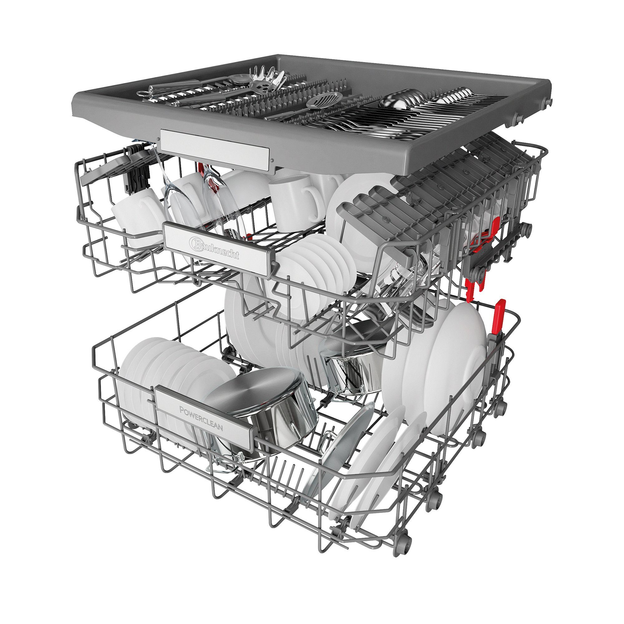 BAUKNECHT Standgeschirrspüler weiss, BFC 3T333 PF, 9,5 l, 14 Maßgedecke, ActiveDry, PowerClean, Vollwasserschutz, Schnelles Spülen & Trocknen