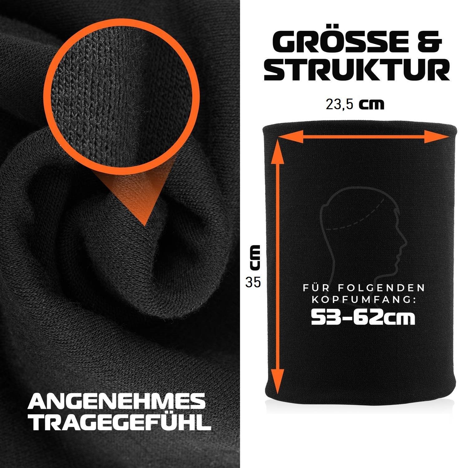 Hilltop Multifunktionstuch Halstuch 100% Wolle (Merinowolle, mulesingfrei), Schlauchtuch, Bandana