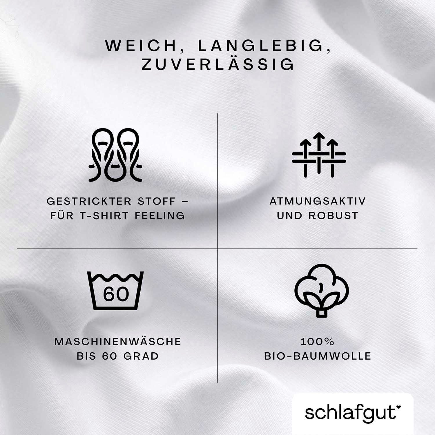 Spannbettlaken CASUAL u.a. in Gr. 90x200, 140x200 oder 180x200 cm, 100% Bio-Baumwolle, Schlafgut, Jersey, Gummizug: rundum, (1 Stück), Bettlaken für Matratzen bis 25 cm Höhe, zuverlässig, langlebig, weich