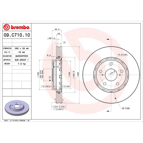 Bremsscheibe Brembo Vorderachse  2 Stück 09.C710.11 - ATU