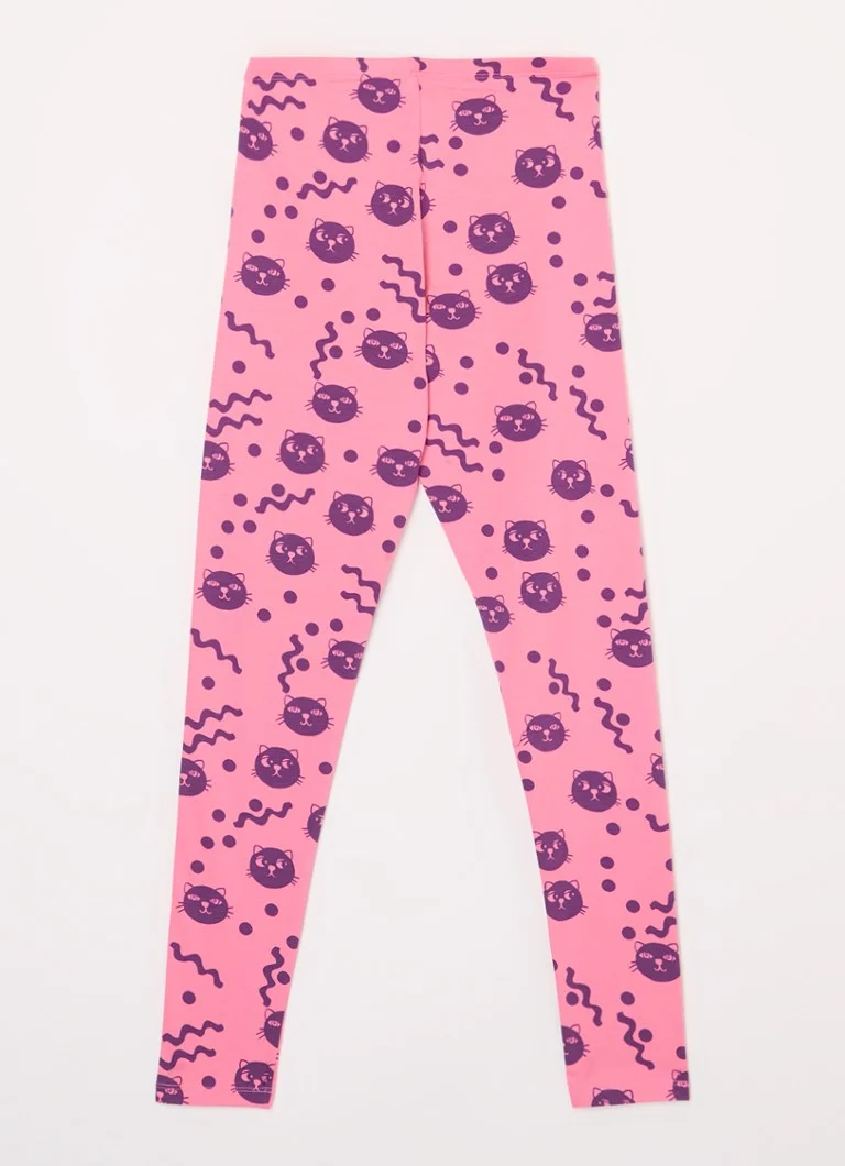 Legginsy Mini Rodini z nadrukiem przedstawiającym faliste koty.