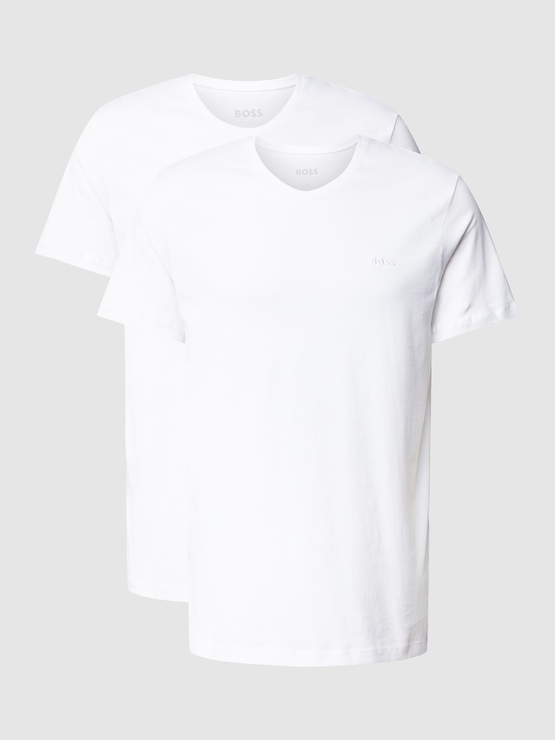 T-Shirt mit V-Ausschnitt im 2er-Pack Modell 'ComfortS' in weiß