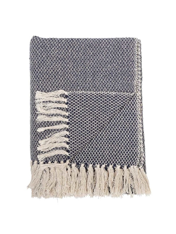 Bloomingville Decke BARRY Blau mit Karo Muster günstig kaufen onesize