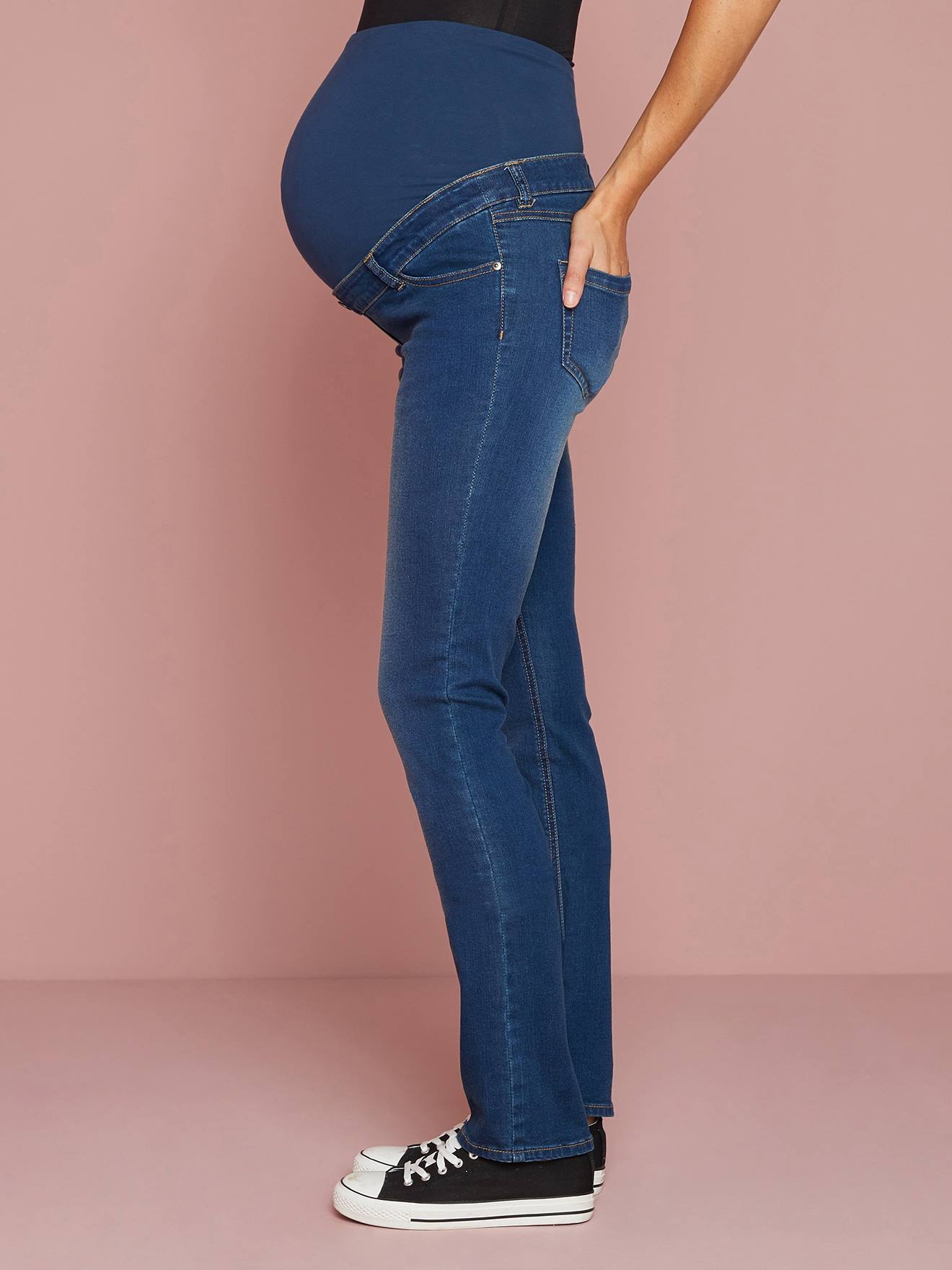 Jean droit de grossesse entrejambe 85 denim brut