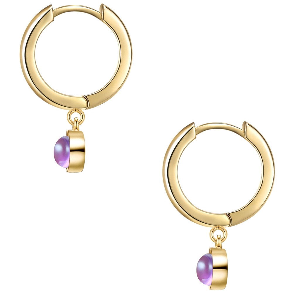 Glanzstücke München Créoles en argent Argent sterling Améthyste en Or jaune Boucles d'oreilles