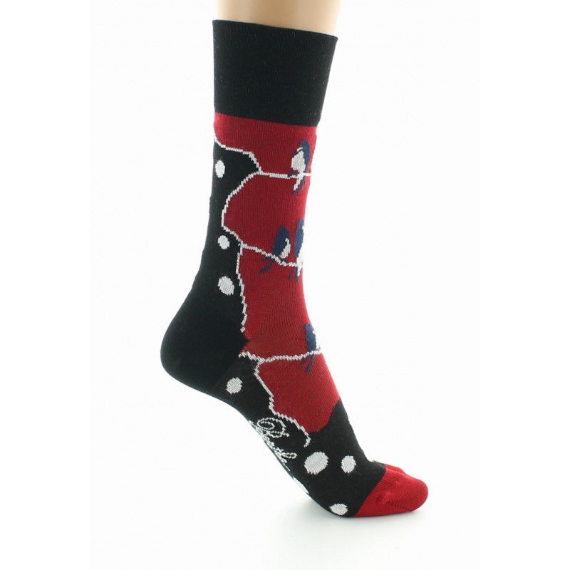 Berthe aux grands pieds  Chaussettes Les Pies - Rouge Noir