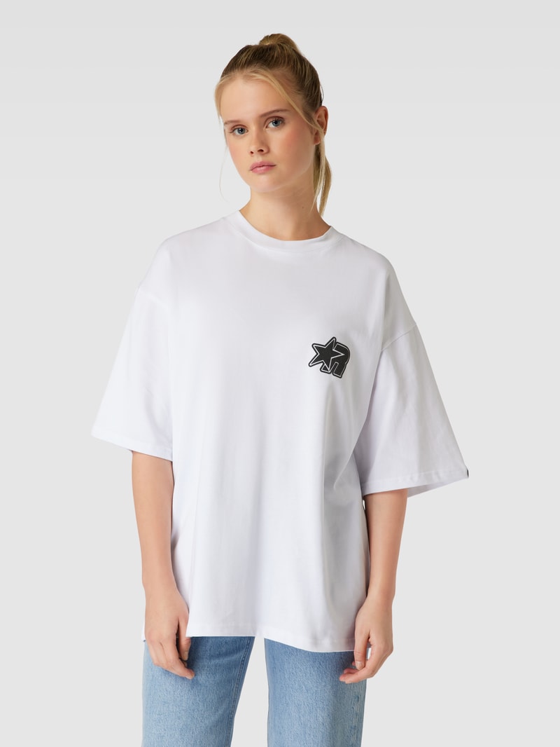 Oversized T-Shirt mit Label-Print in weiß