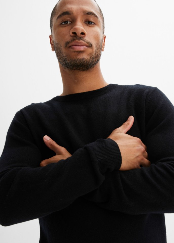 Premium Wollpullover mit Good Cashmere Standard®-Anteil, Rundhals