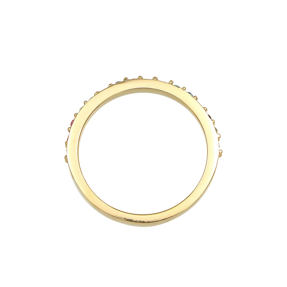 Elli Elli Bague Femmes Bande Arc-en-ciel Multicolore Élégant Tendance avec Cristaux en Bague