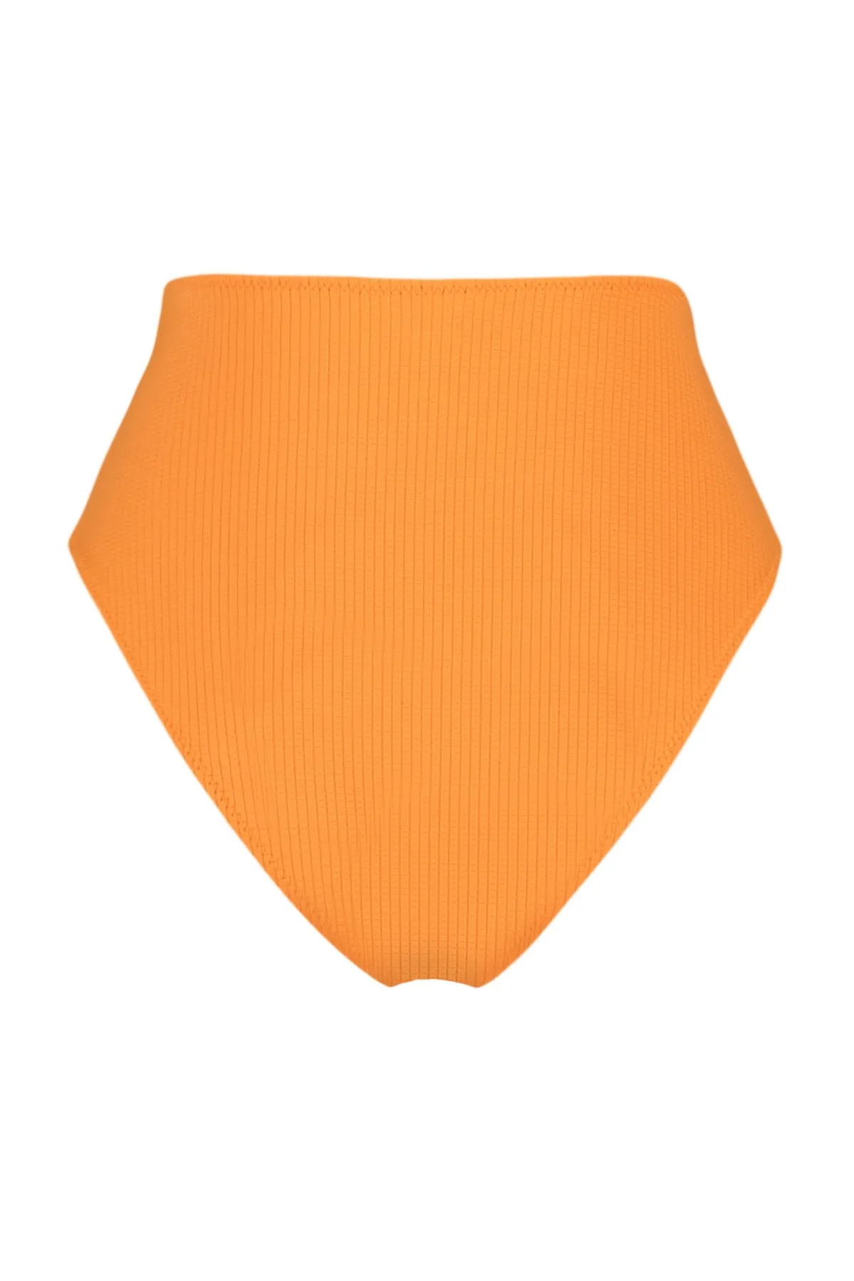 Trendyol Collection  Orangefarbene strukturierte V-Schnitt-Bikinihose mit hoher Taille und normalem Beinverlauf TBESS22BA0122
