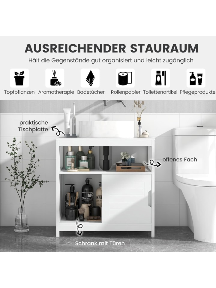 COSTWAY Waschbeckenunterschrank 60x30x60cm in Weiß günstig kaufen onesize