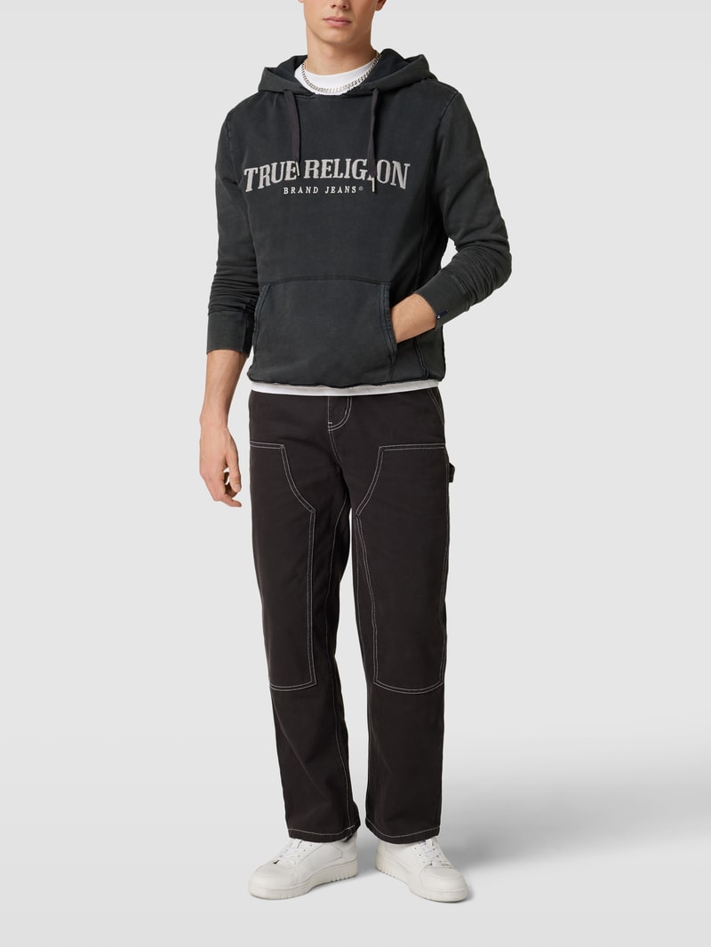 Hoodie mit Label-Stitching Modell 'EMBRO + DIR' in schwarz