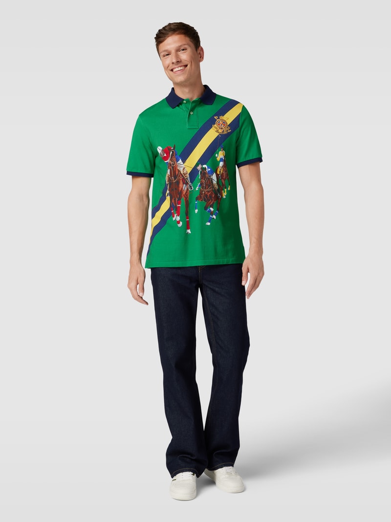 Poloshirt mit Motiv-Print in grün
