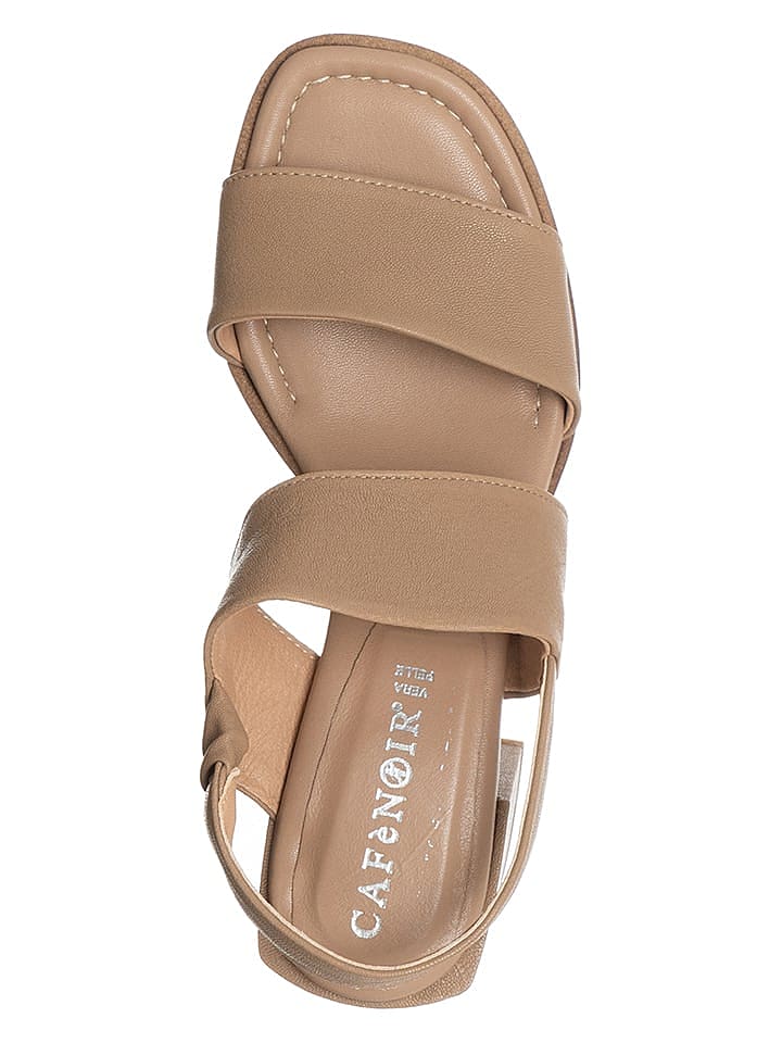 Cafe Noir Leder-Sandaletten in Beige günstig kaufen 38
