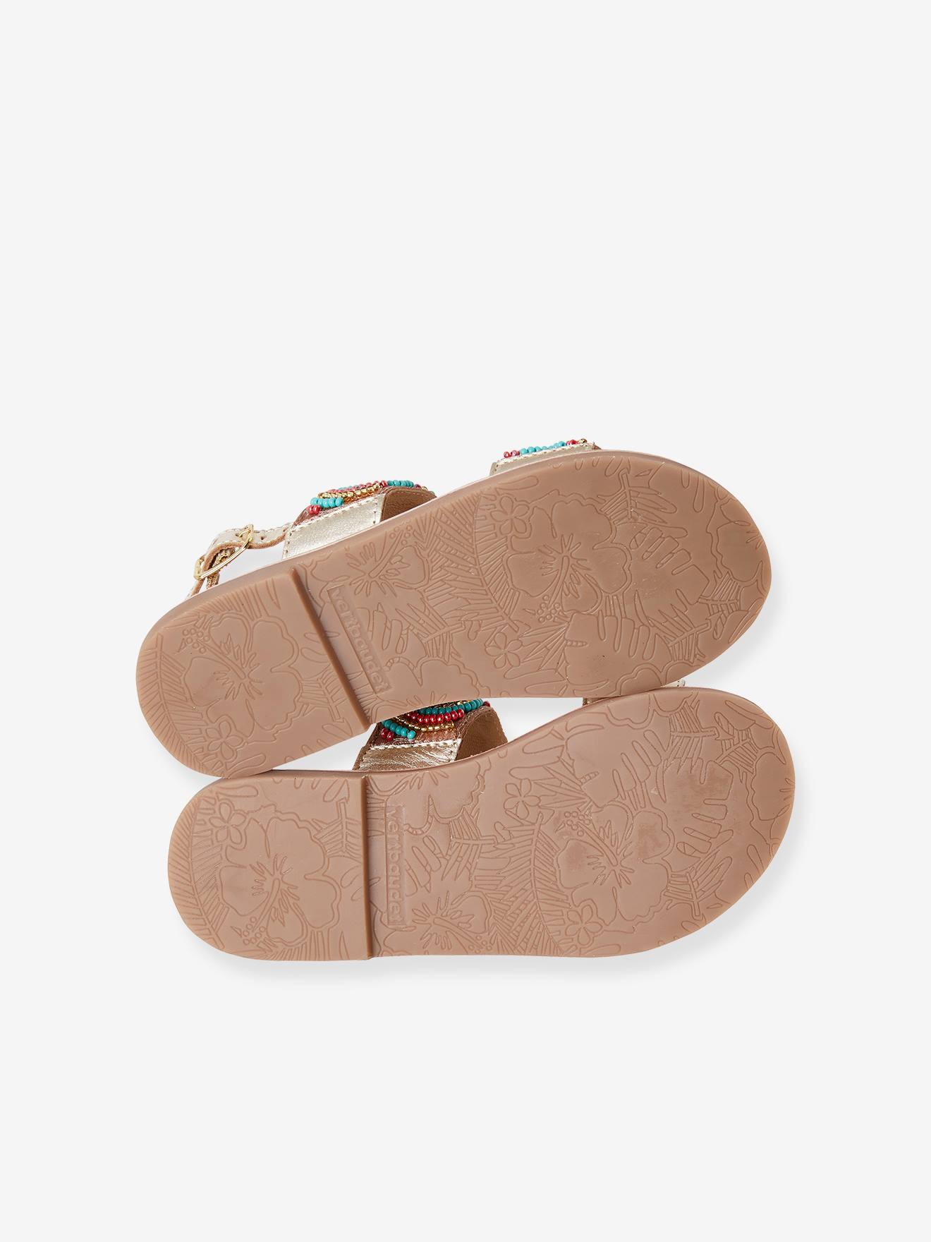 Sandales textile perlé fille bleu corail