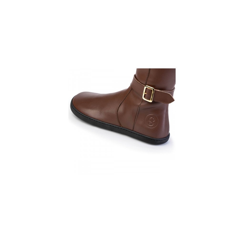 Shapen Glam Brown Leather braune Barfuß-Stiefel