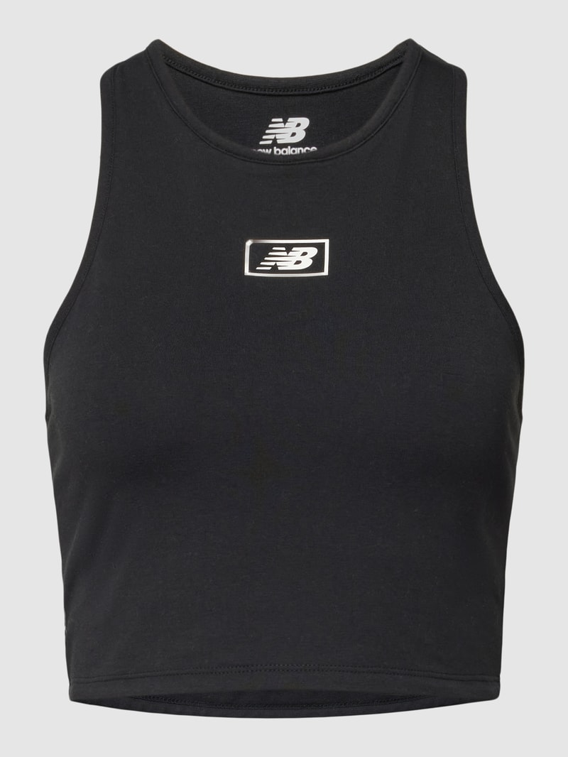 Crop Top mit Logo-Print in schwarz