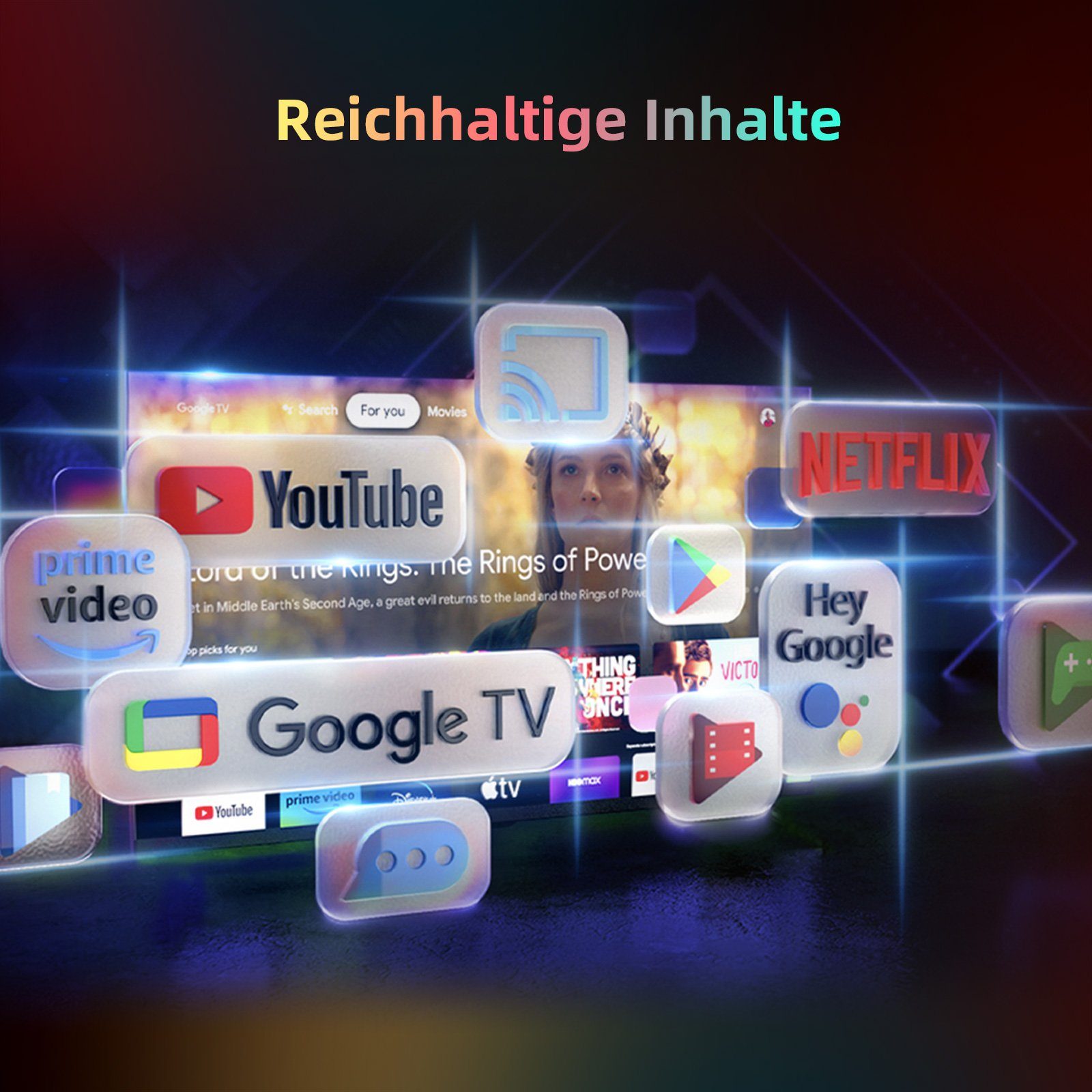 CHiQ L40QH7G QLED-Fernseher (100,00 cm/40 Zoll, Full HD, Smart-TV, Google TV, Google Assistant,Netflix,Chrome cast)