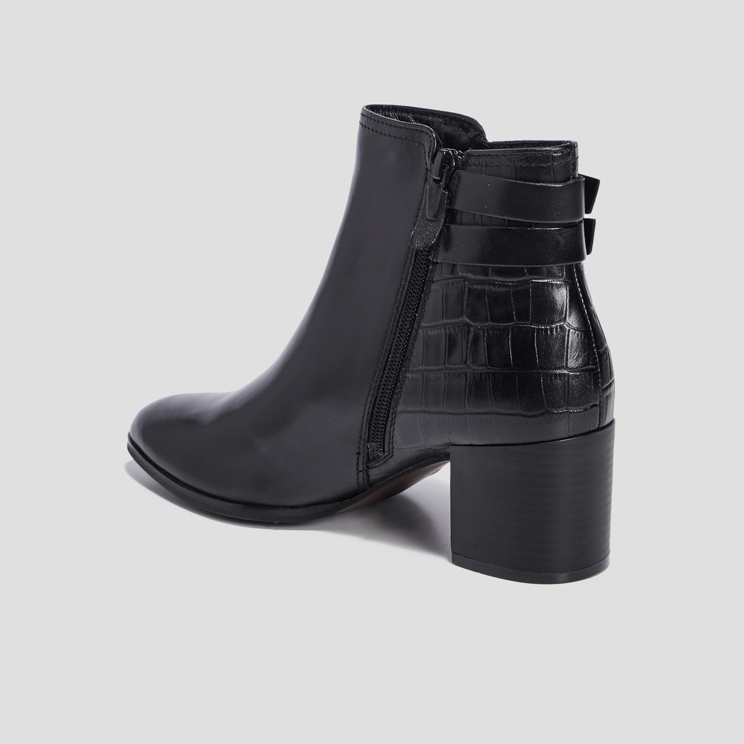Bottines à talons en cuir noir femme | La Halle