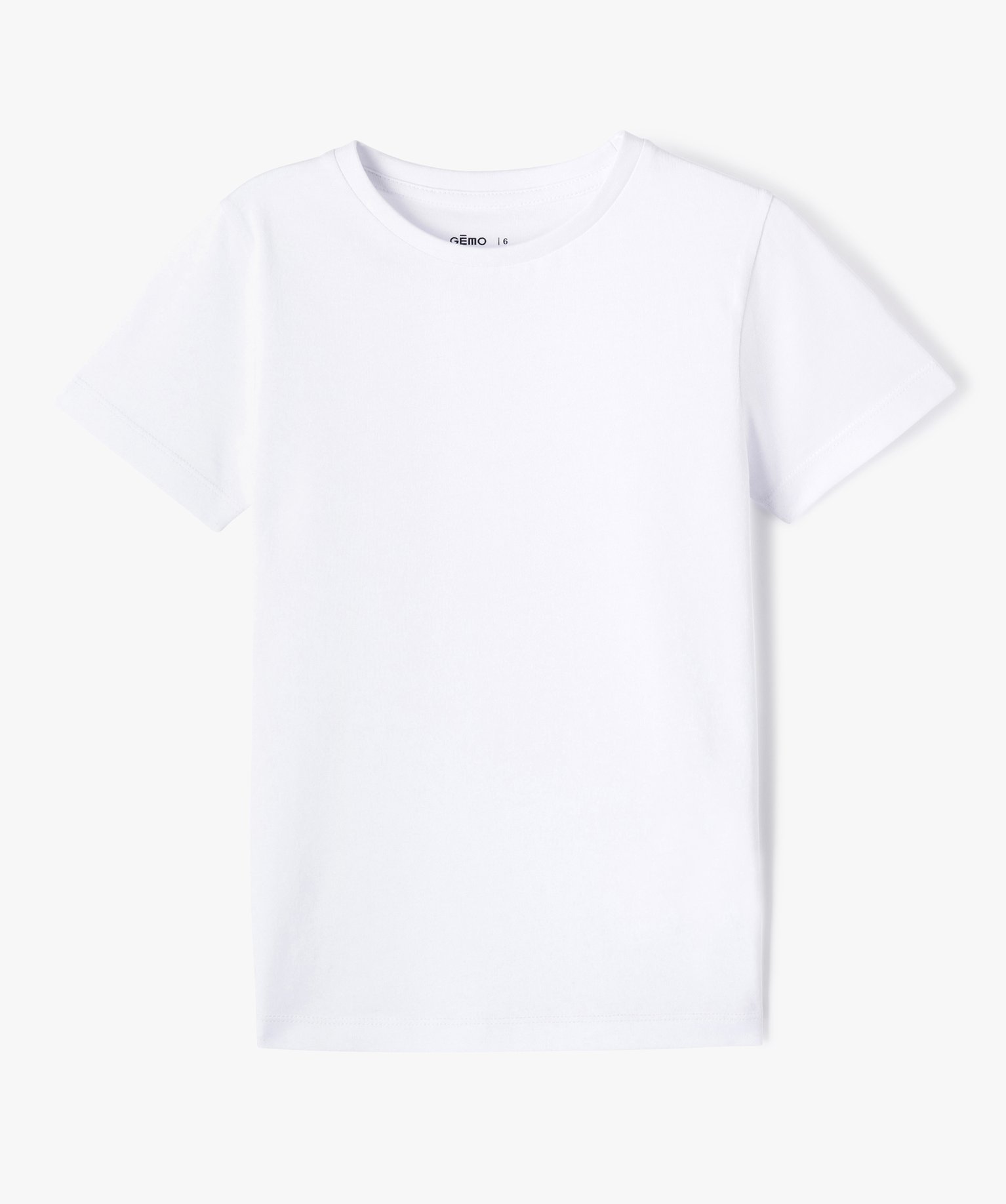 Tee-shirt Garçon uni à manches courtes blanc | GEMO