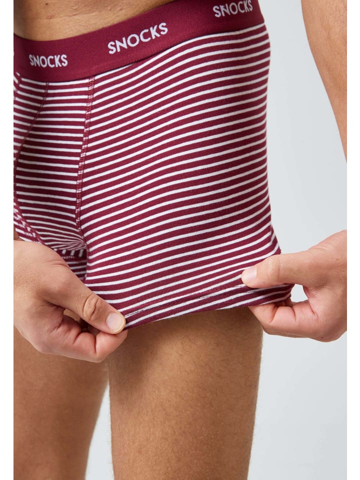 SNOCKS Boxershorts aus Bio-Baumwolle 6 Stück in Rote Streifen günstig kaufen
